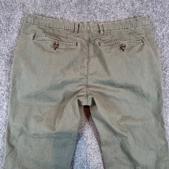Ted Baker London Sladrid Khaki Mens 38R Green Textured Chino Slim Fit Pants - Picture 3 of 11